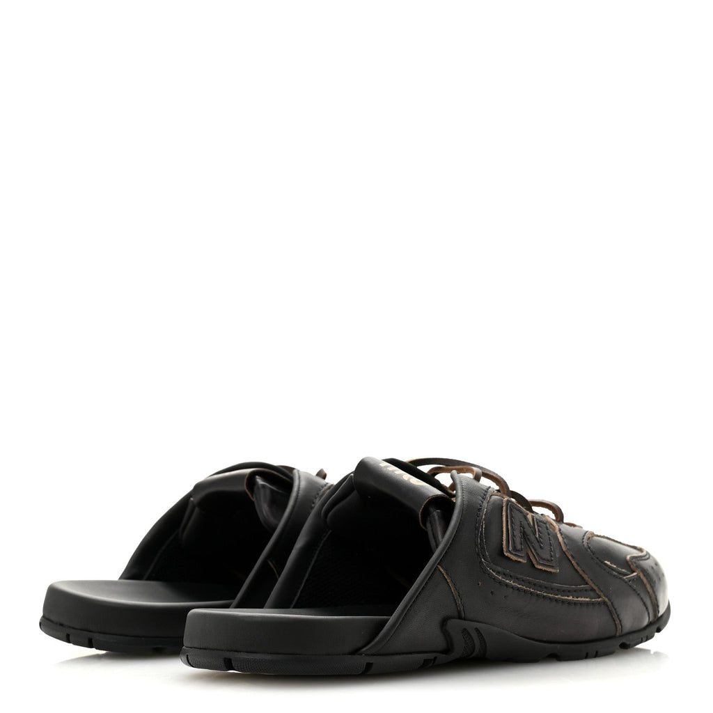 X NEW BALANCE Bleached Calfskin 530 SL Slip-On Sneakers Mules 36.5 Black