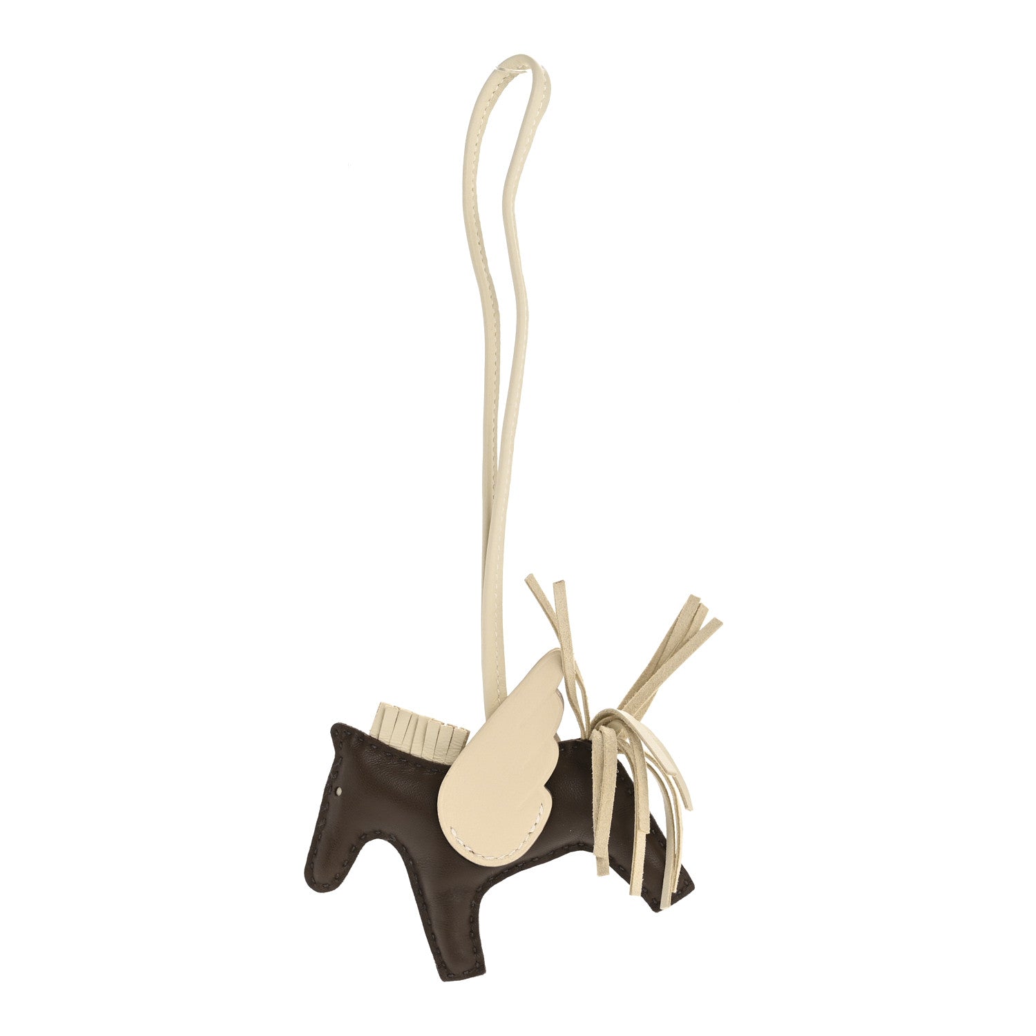 Milo Lambskin Grigri Rodeo Pegase Horse Bag Charm PM Chocolat Craie