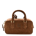 Suede Padded Regular Arcadie Top Handle Bag Cacao