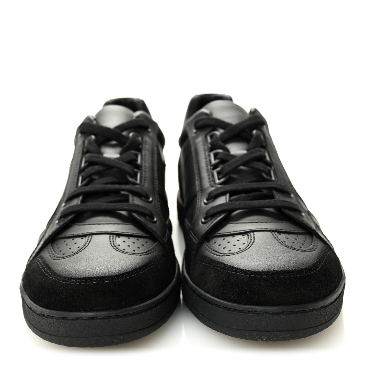Calfskin Suede Logo Sneakers 38 Black