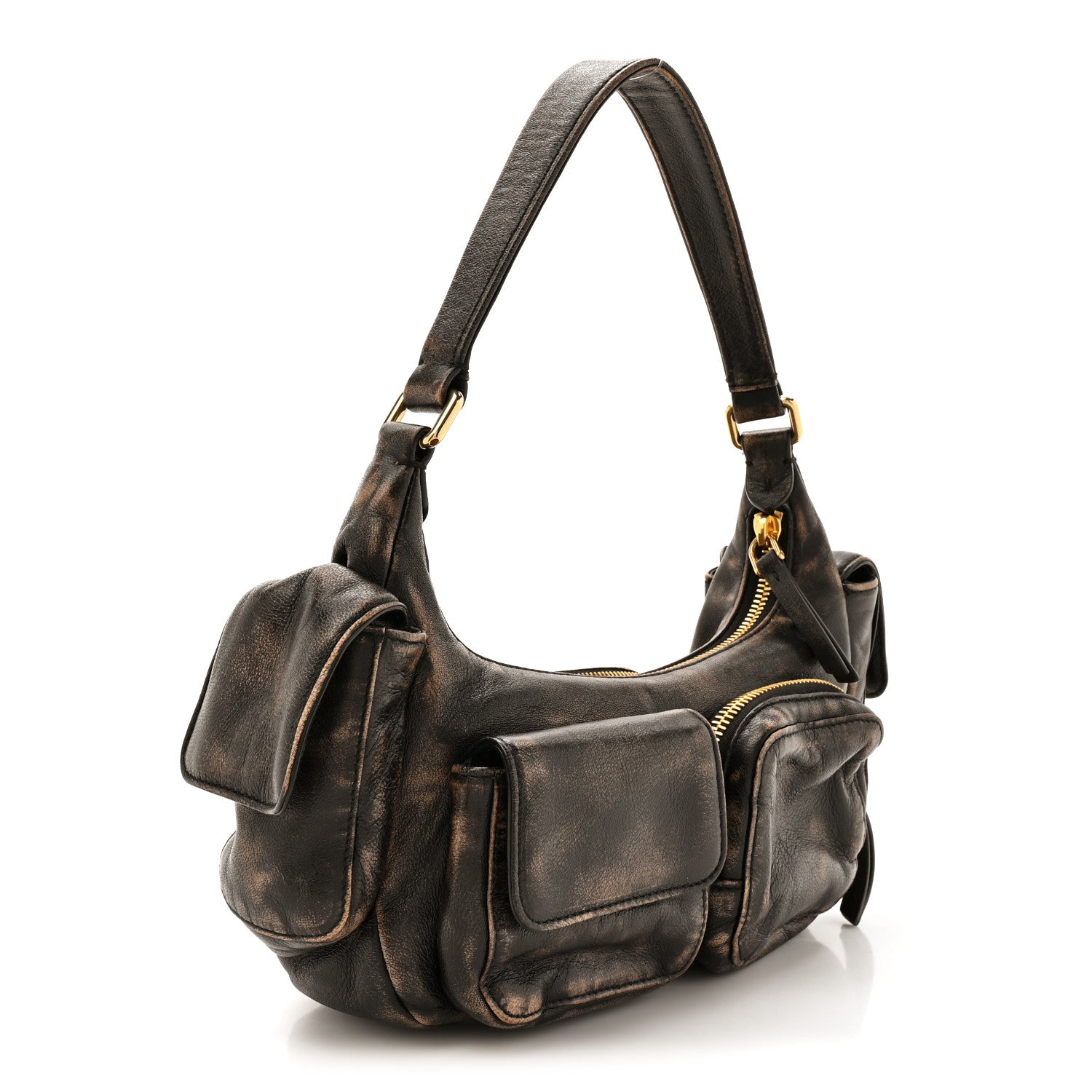 Distressed Nappa Pocket Bag  Sand Coffee