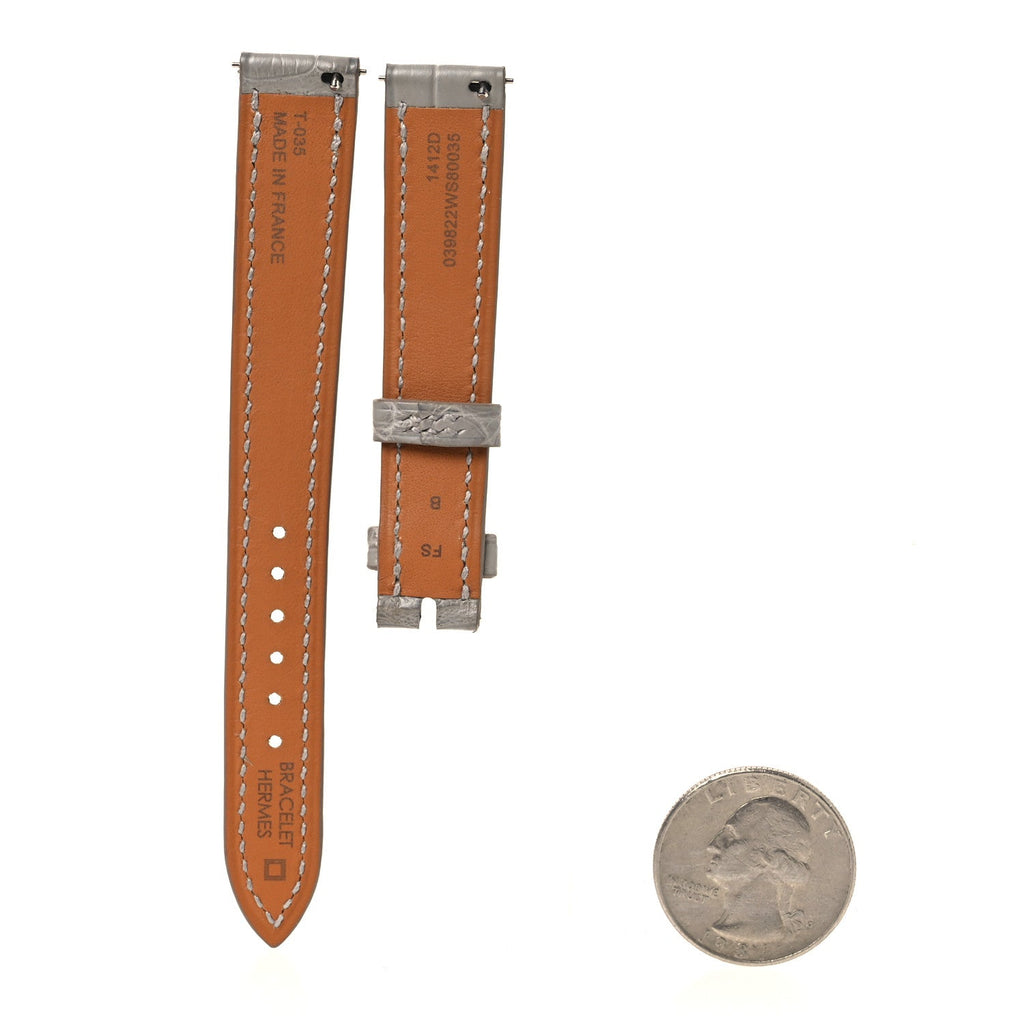 Matte Alligator Heure H Hour Watch Strap Gris Perle
