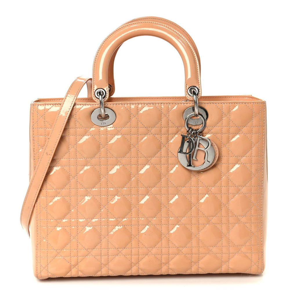 Patent Cannage Large Lady Dior Rose Clair