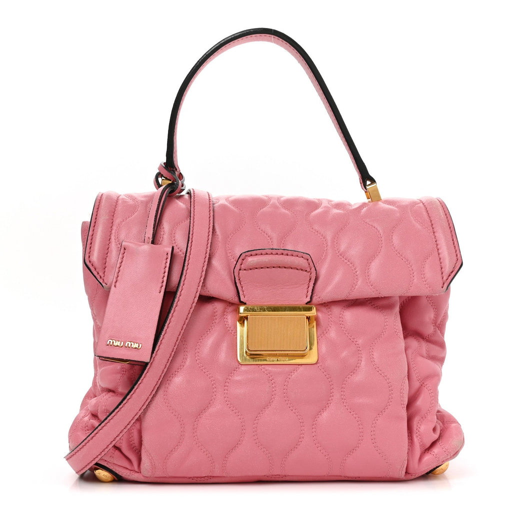 Nappa Padded Top Handle Bag Geranio