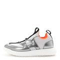 Knit Metallic Calfskin Womens Duel Sneakers 37.5 Argent Orange Black