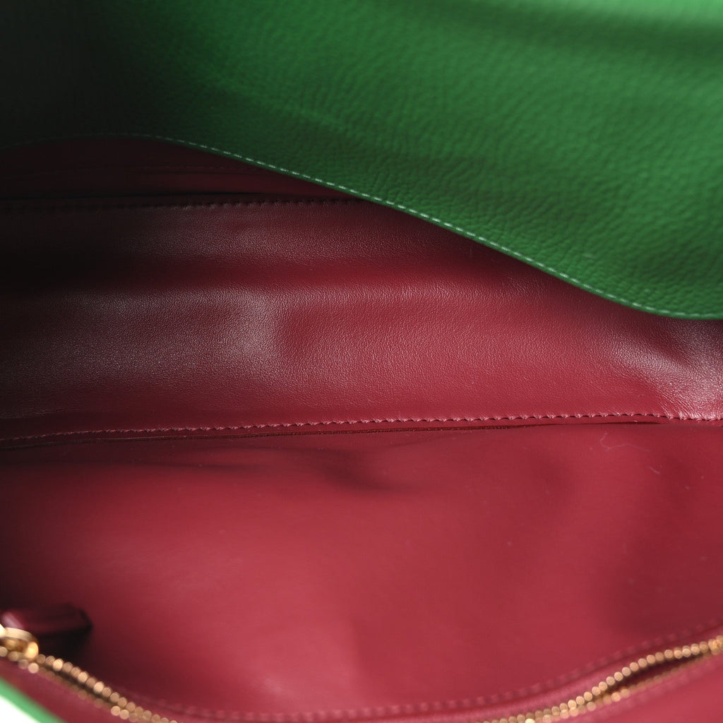 Grained Calfskin Small Souplissimo Maxi Flap Green