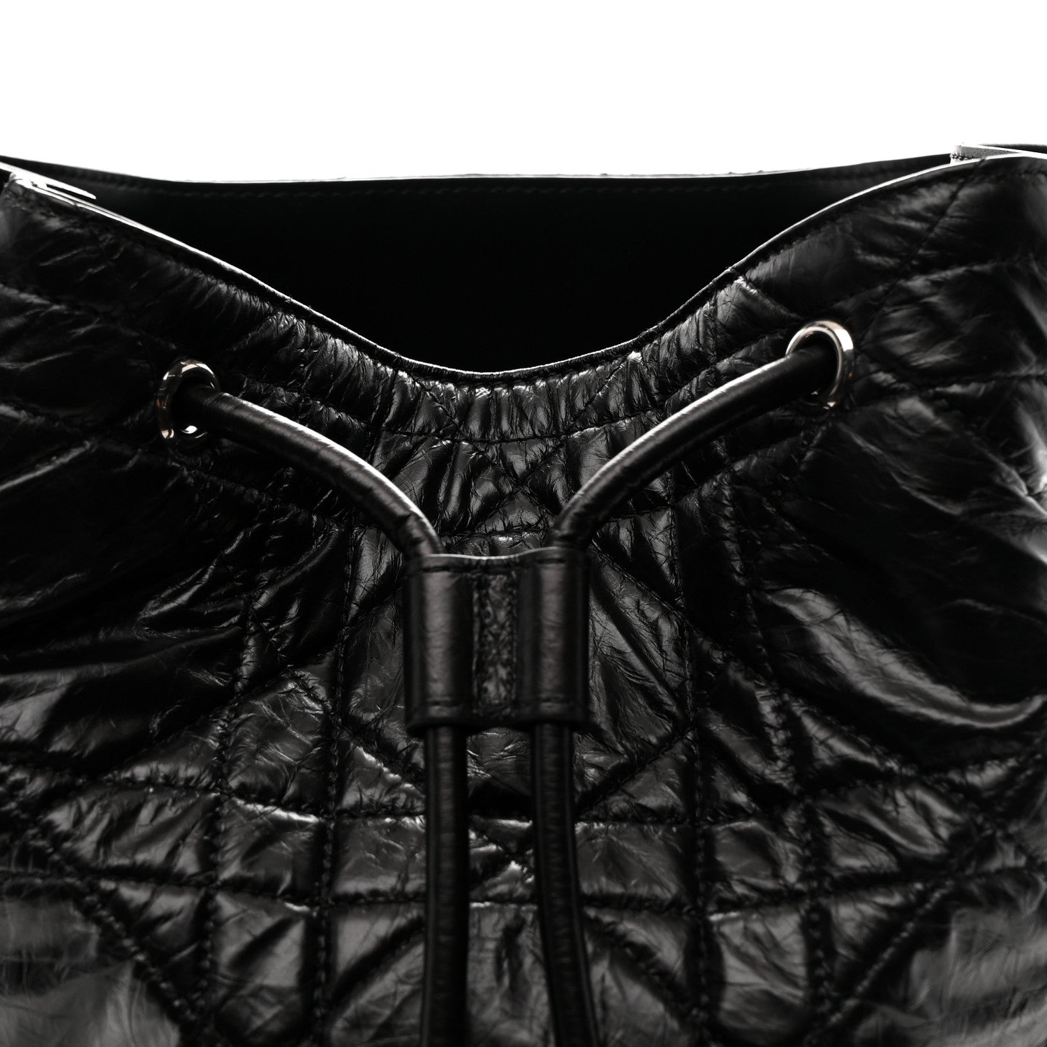 Crinkled Calfskin Macrocannage Medium D-Motion Bag Black