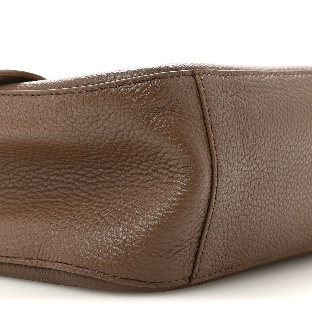 Grained Calfskin Small Souplissimo Maxi Flap Light Brown