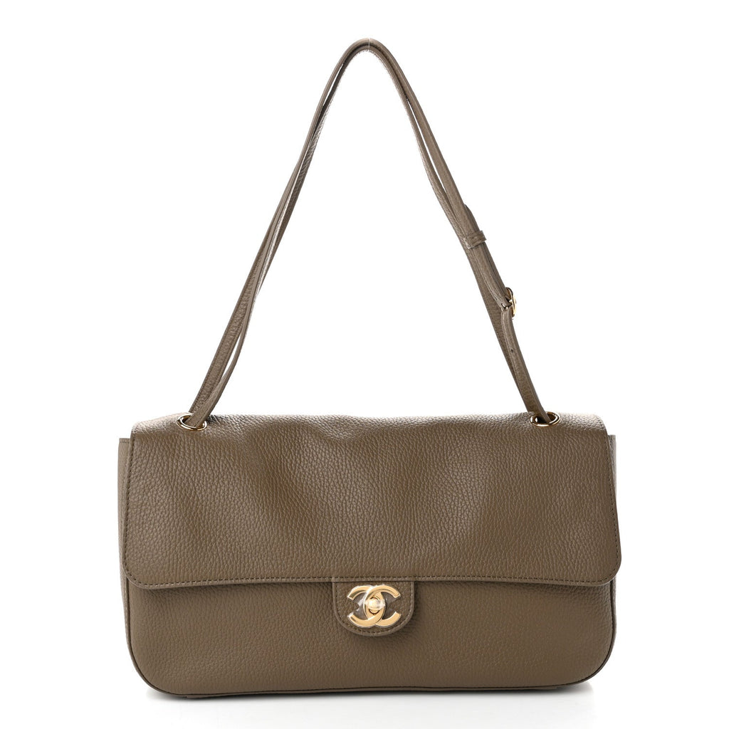 Grained Calfskin Small Souplissimo Maxi Flap Light Brown