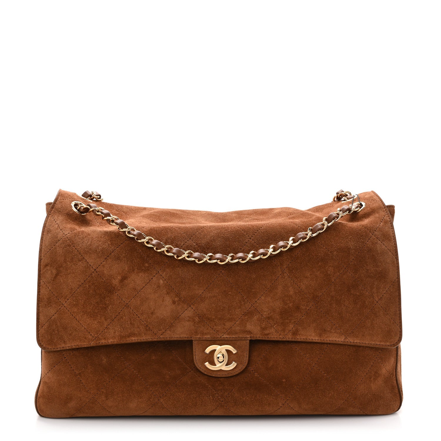 Suede Calfskin Souplissimo Maxi Flap Camel