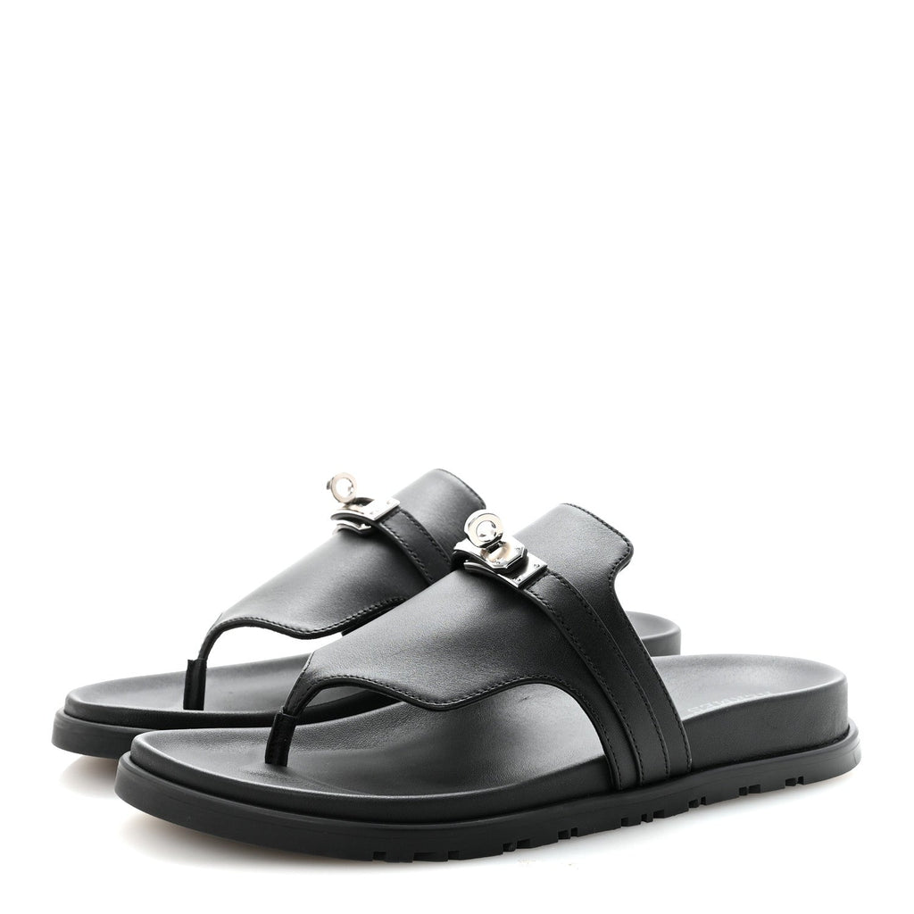 Calfskin Womens Empire Sandals 38 Black