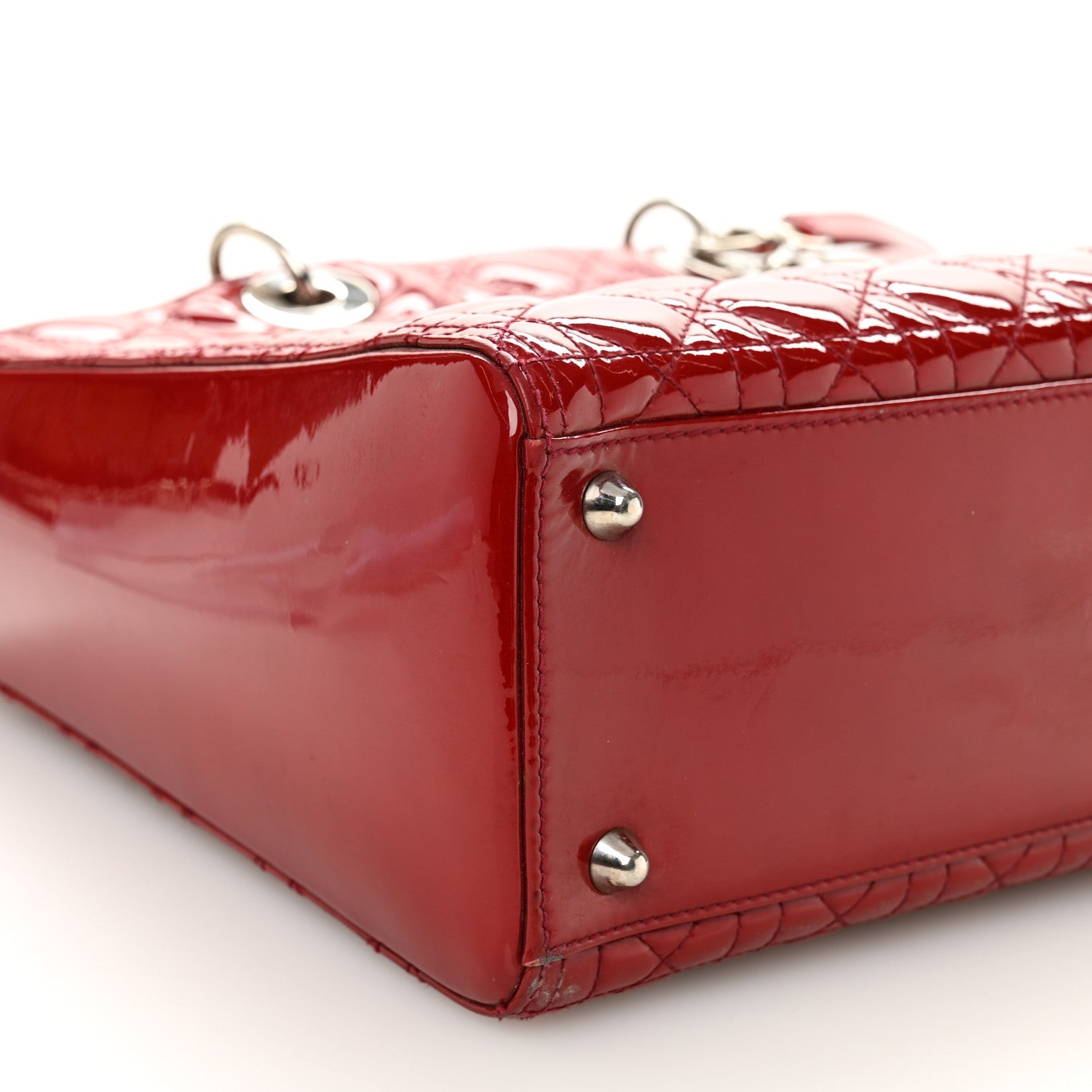 Patent Cannage Large Lady Dior Red