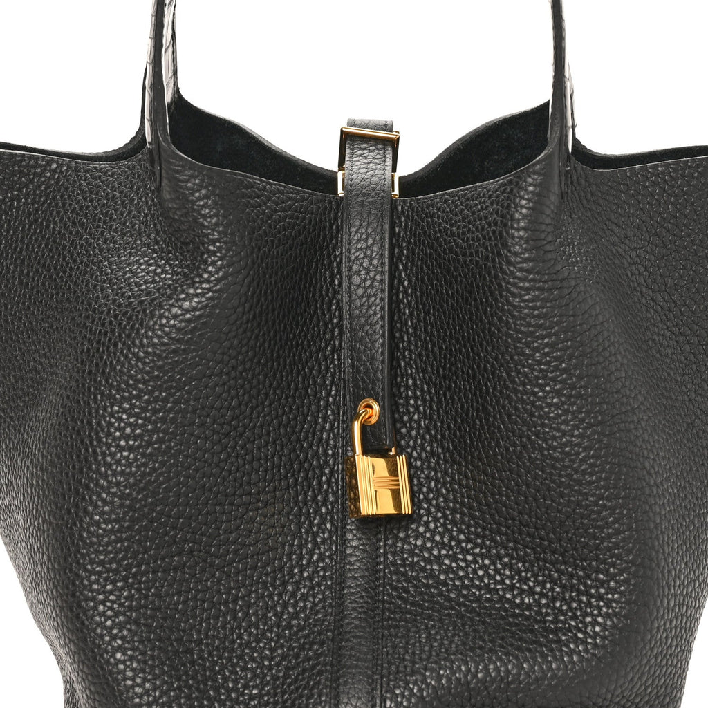 Taurillon Clemence Matte Alligator Picotin Lock Touch 22 MM Black