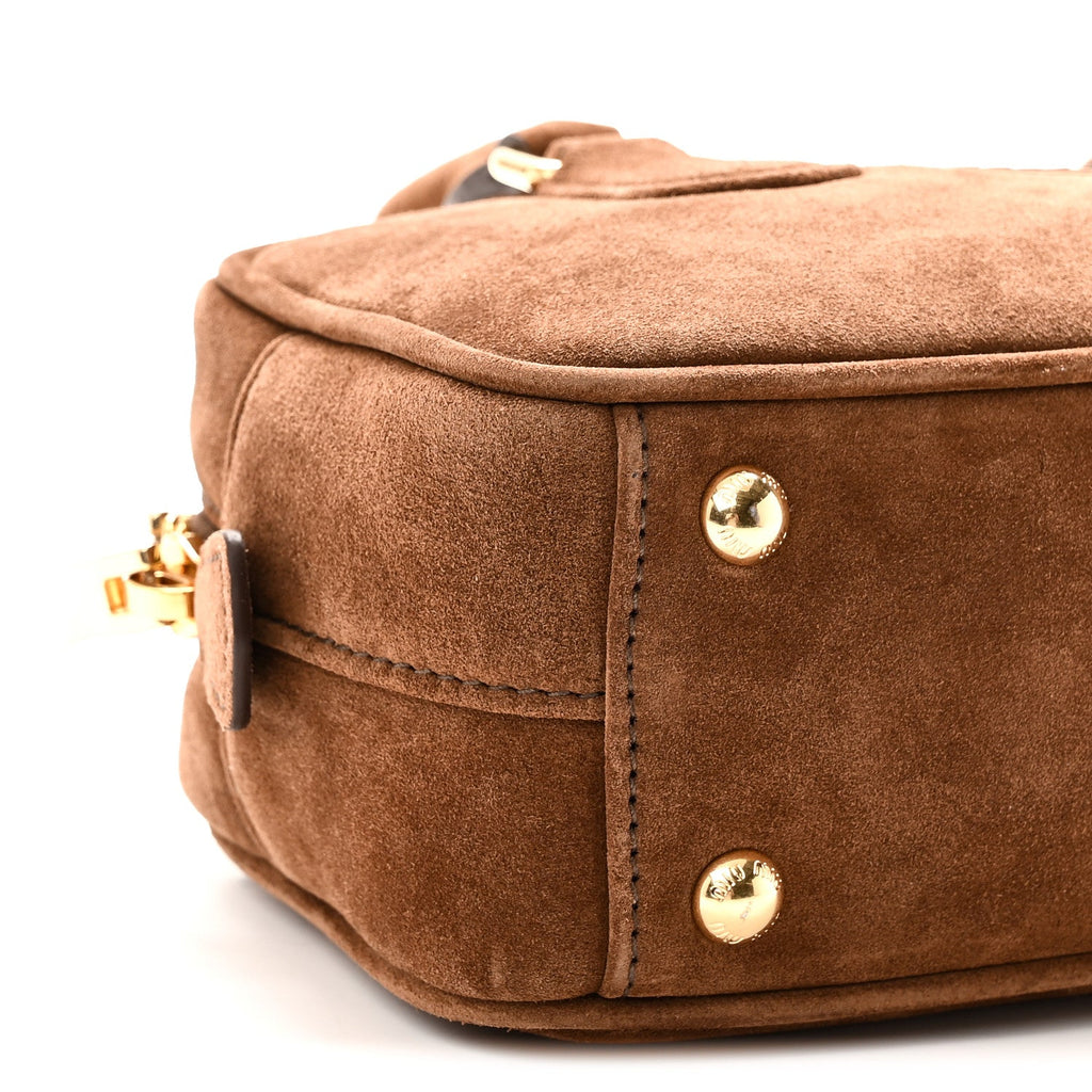 Suede Padded Regular Arcadie Top Handle Bag Cacao
