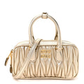 Metallic Nappa Matelasse Mini Arcadie Top Handle Bag Pirite