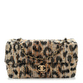 Tweed Mixed Fibers Leopard Print Small Souplissimo Maxi Flap Brown Black White