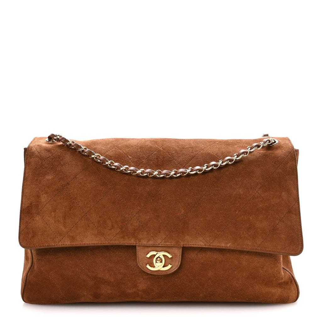 Suede Calfskin Souplissimo Maxi Flap Camel