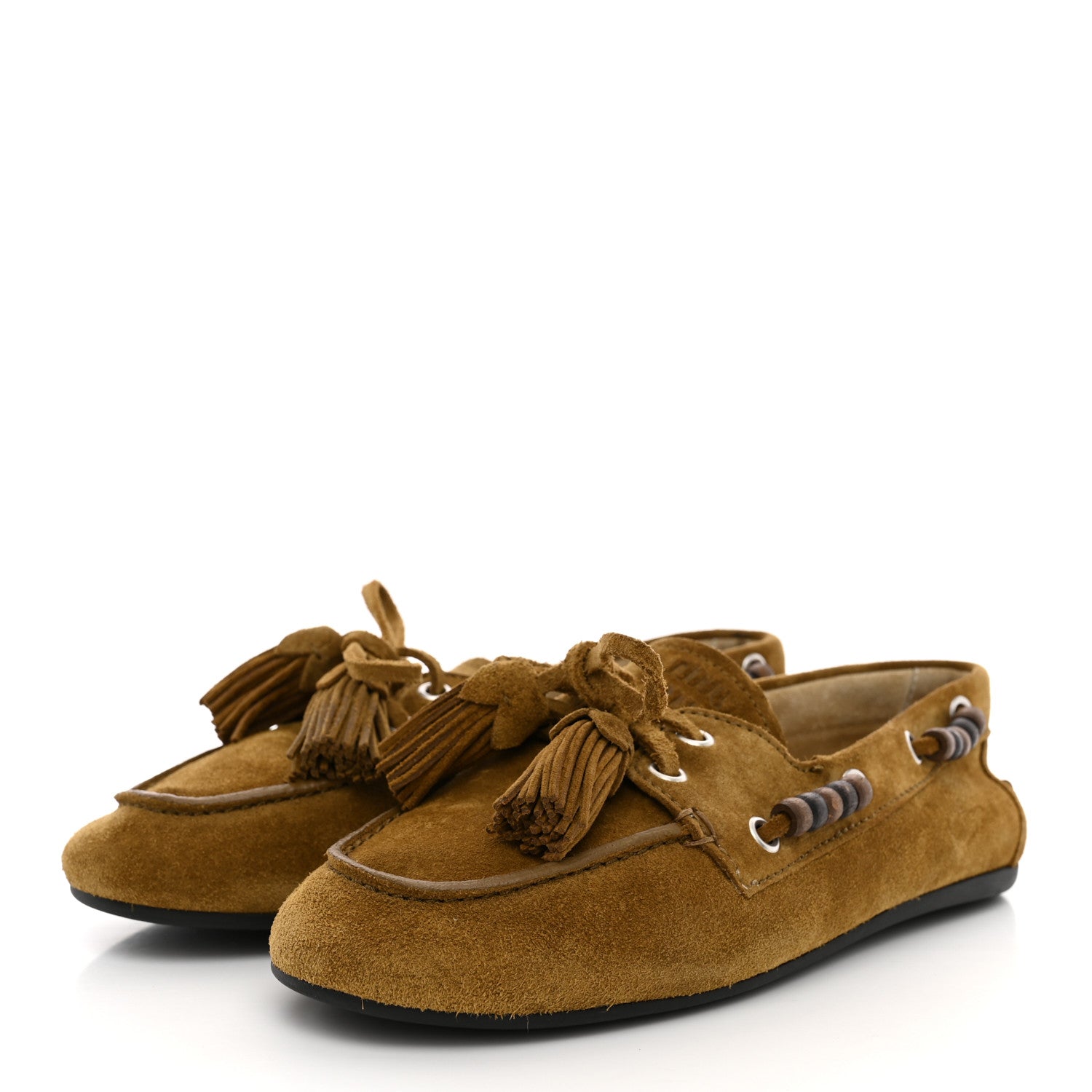 Suede Tassel Loafers 36 Olive Green