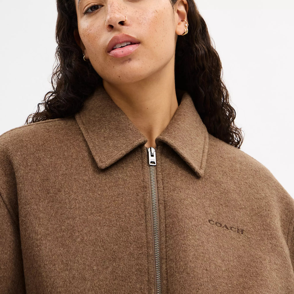 Coach Outlet Zip Front Wool Jacket