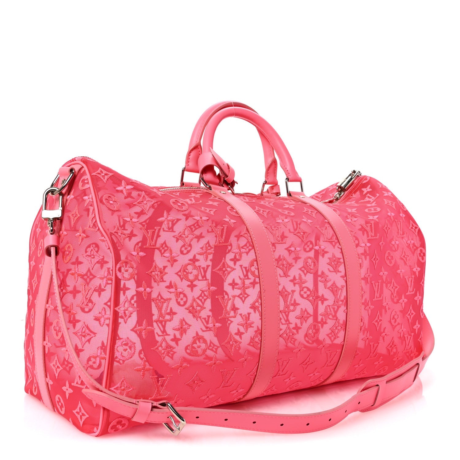 Monogram Fluo See Through Keepall Bandouliere 50 Rose
