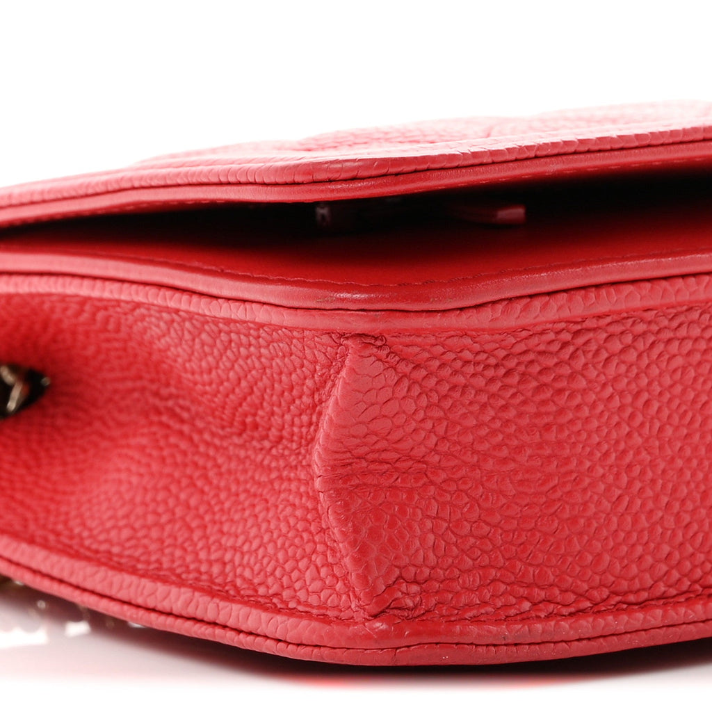 Caviar Quilted Boy Wallet On Chain WOC Red