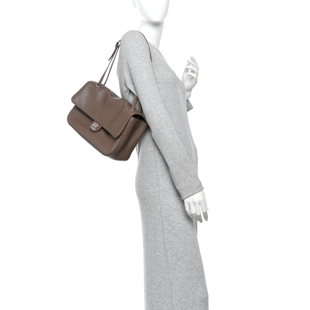 Grained Calfskin Small Souplissimo Maxi Flap Light Brown