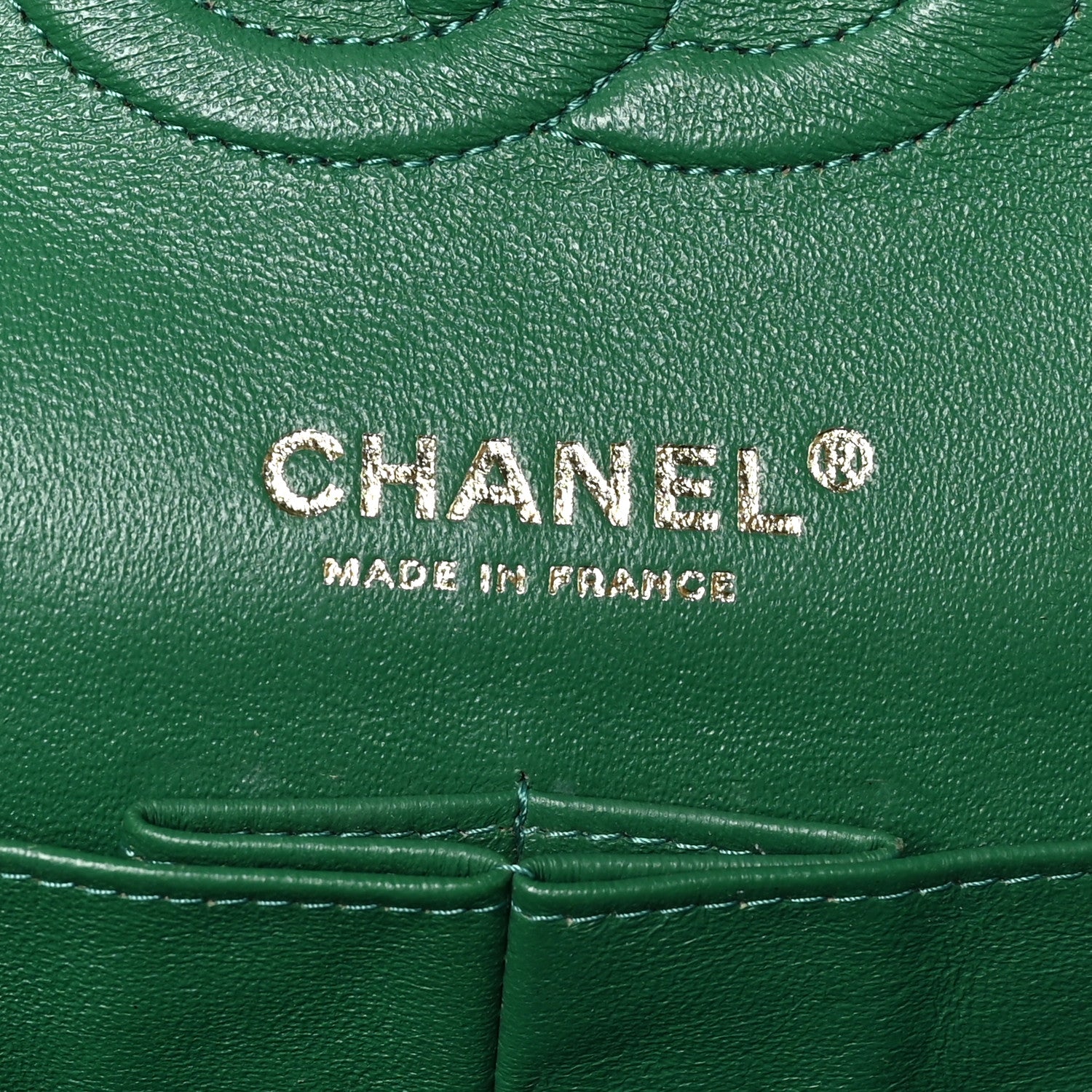 Metallic Caviar Quilted Medium Double Flap Green