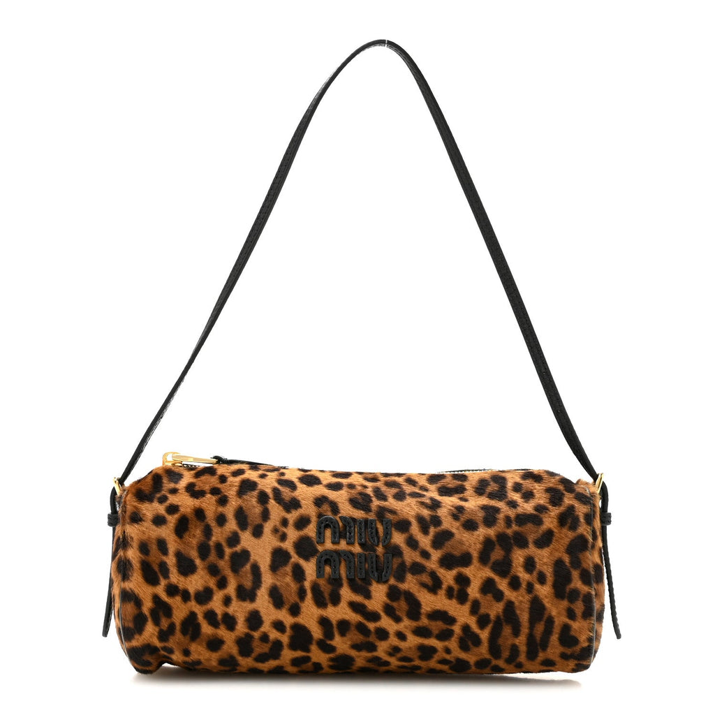 Nappa Calf Hair Leopard Printed Pouch Miele