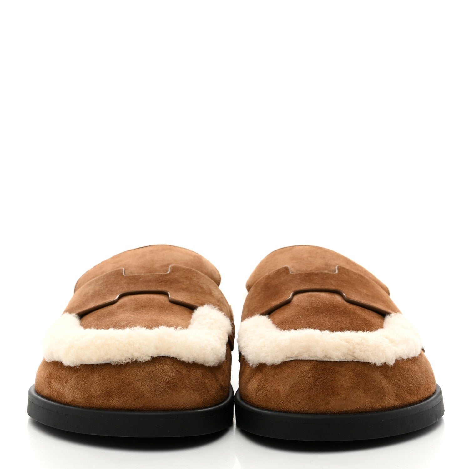 Suede Goatskin Shearling Mens Go Mules 43 Beige Kraft Ecru