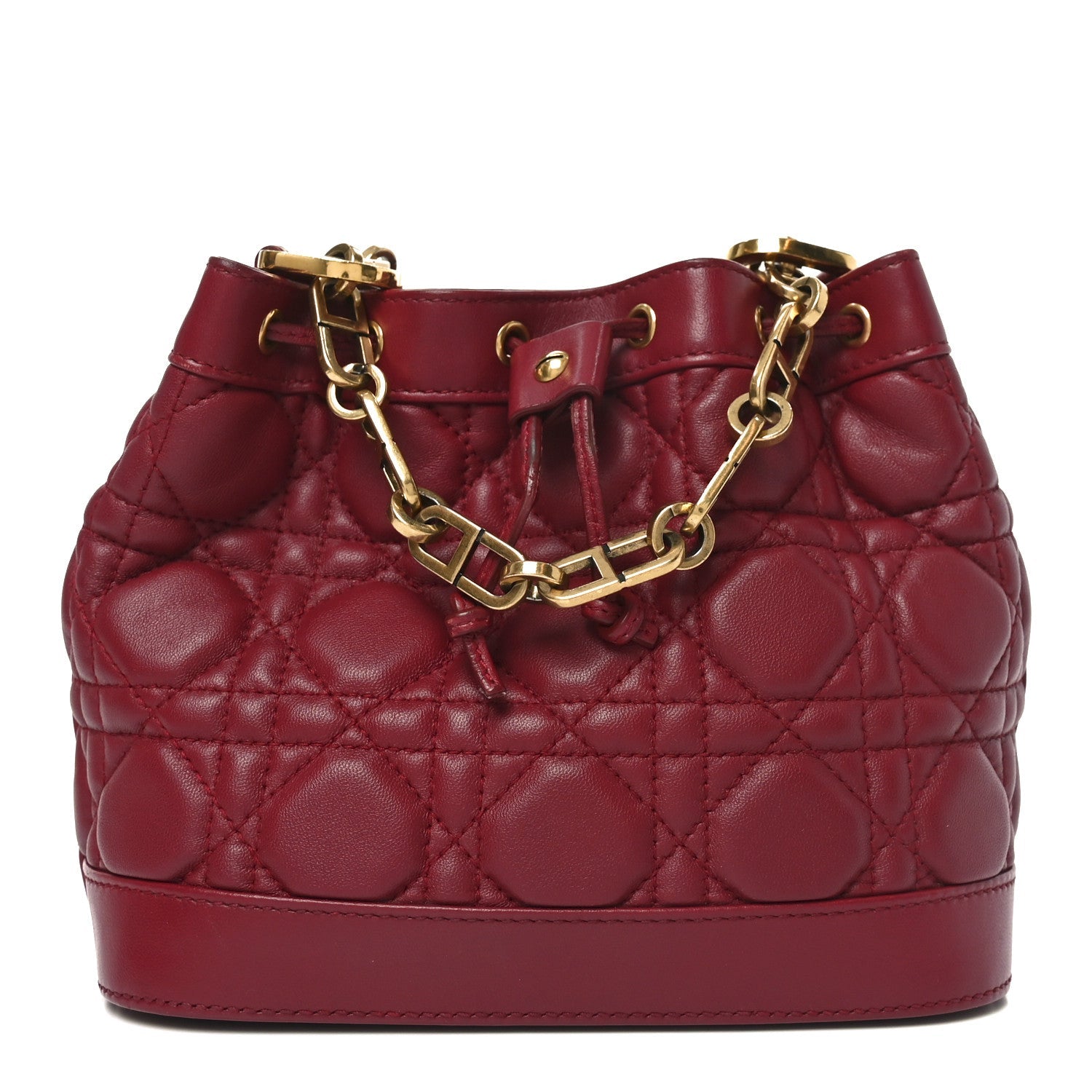 Lambskin Cannage Miss Dior Bucket Bag Cherry Red