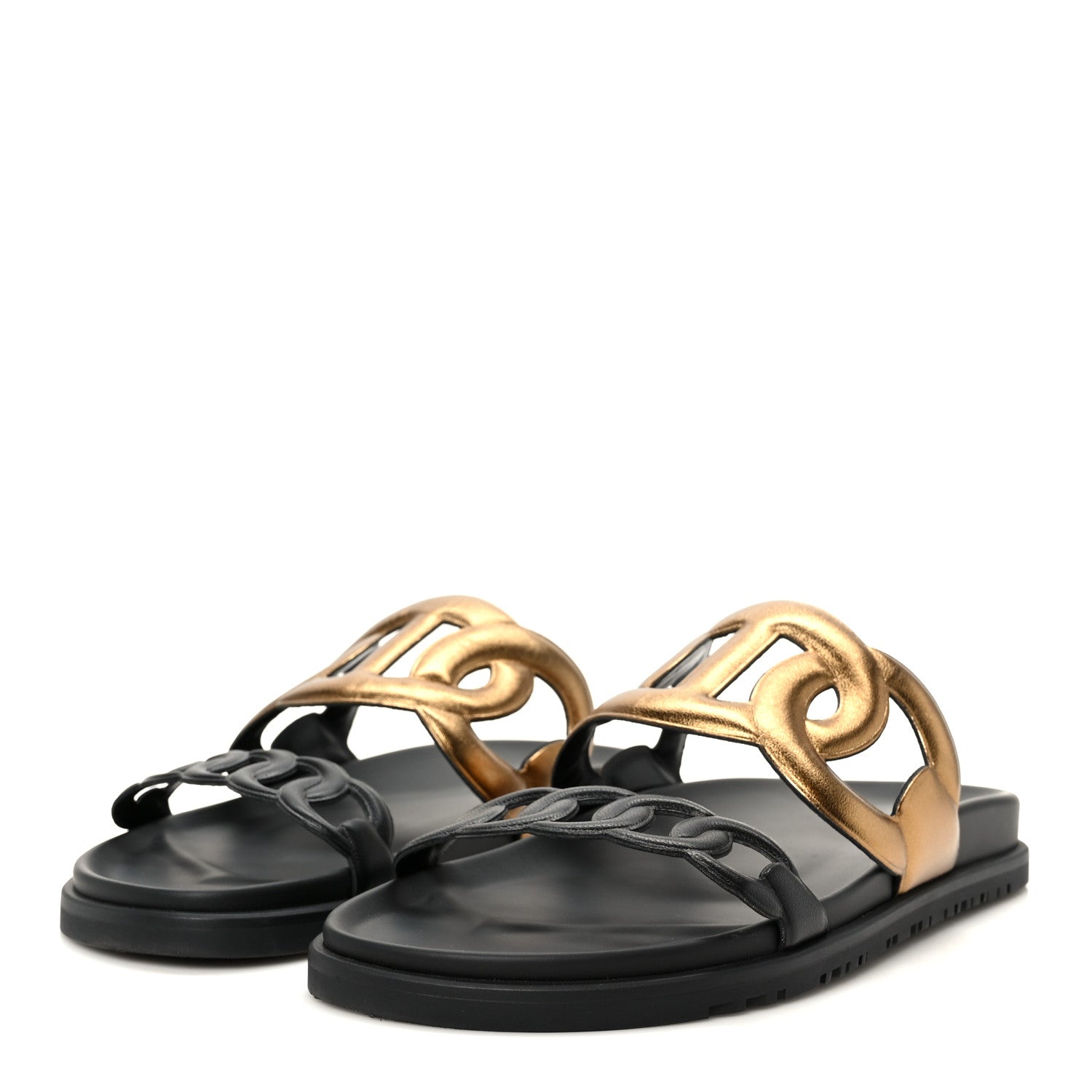 Metallic Nappa Extra Sandals 40 Black Gold