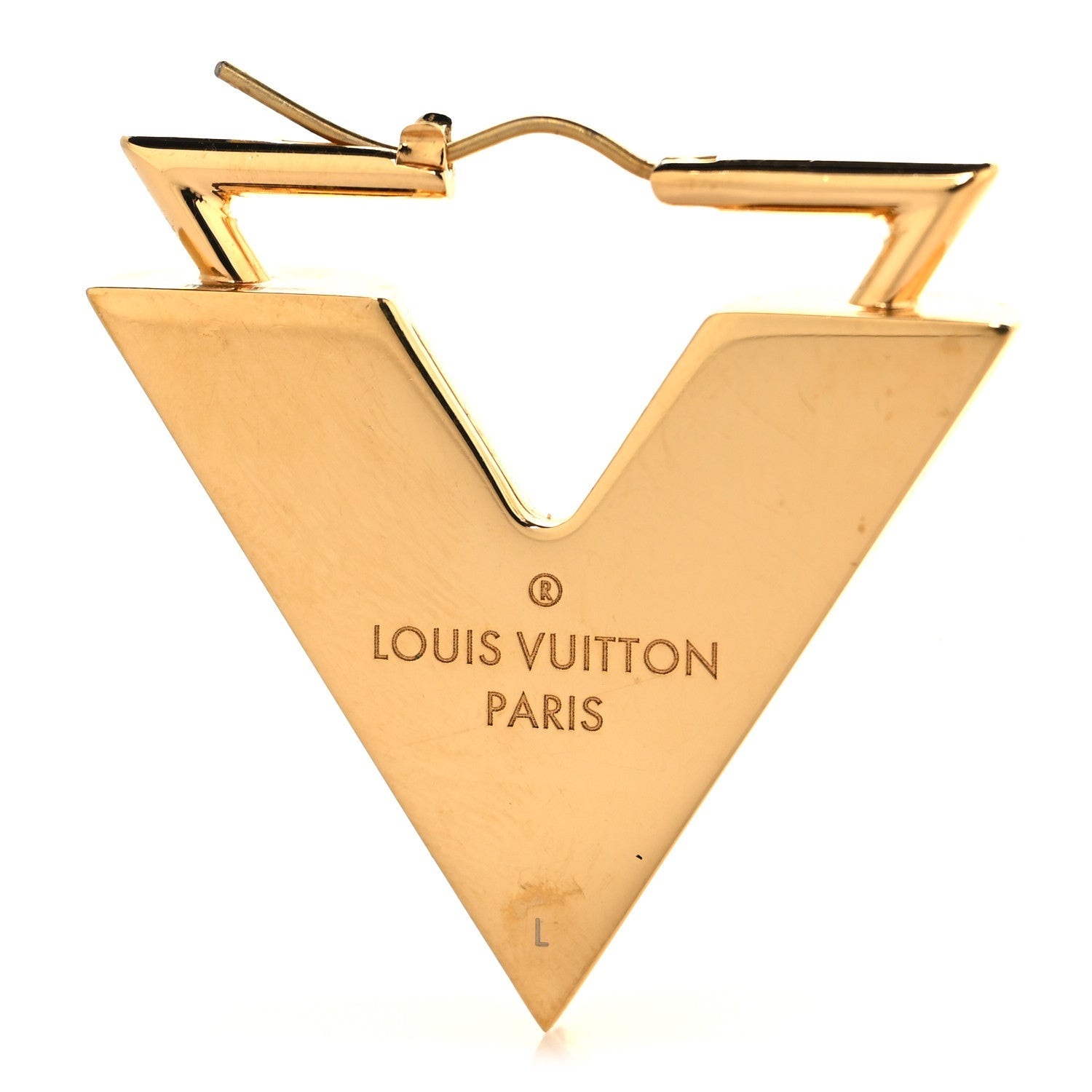 Brass Guilloche Essential V Earrings Gold
