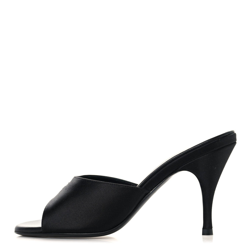 Satin Logo Sandals 38 Black