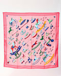 Hermès Pink/Blue/Green Multi "Raconte-moi le Cheval" Silk Printed 90cm Scarf