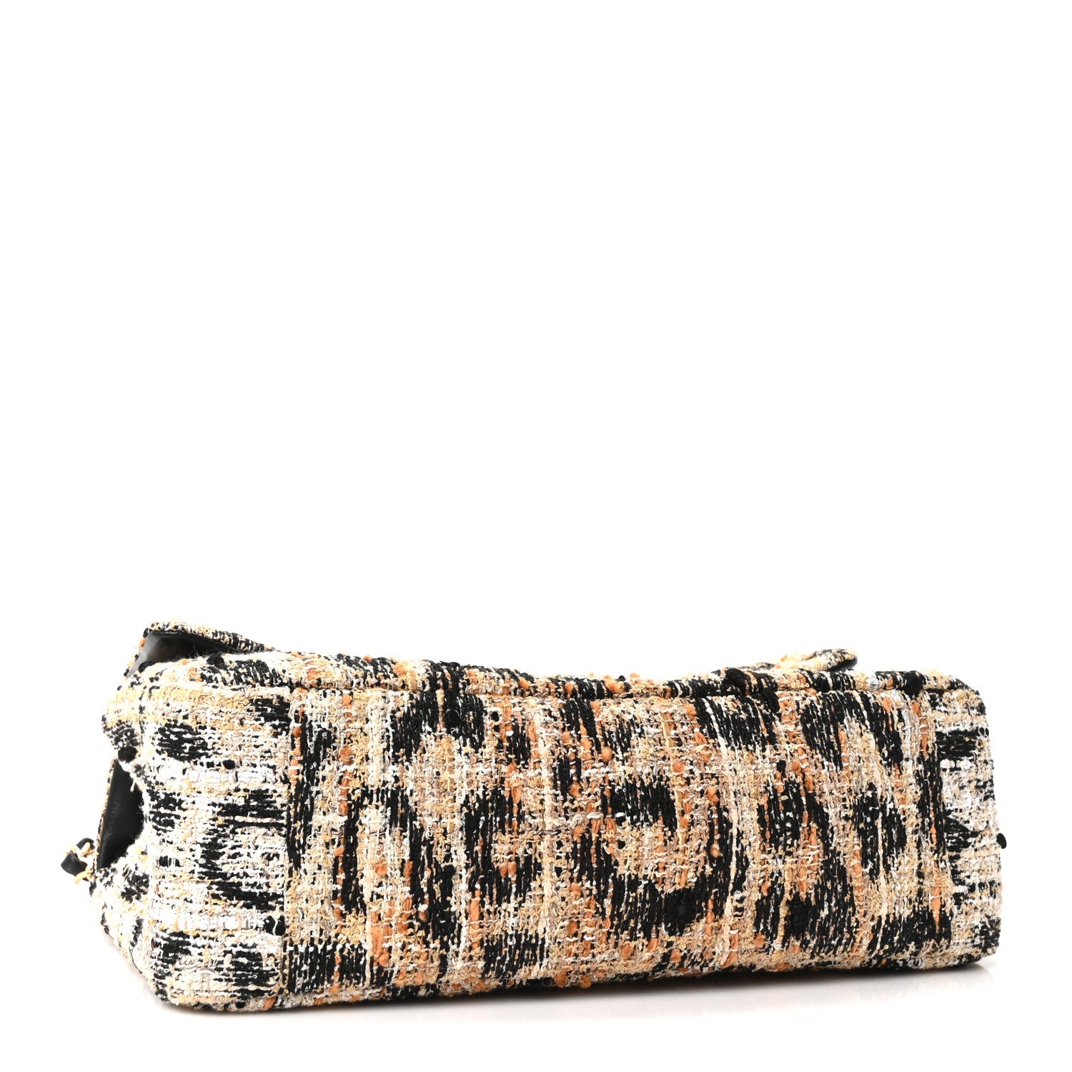Tweed Mixed Fibers Leopard Print Small Souplissimo Maxi Flap Brown Black White