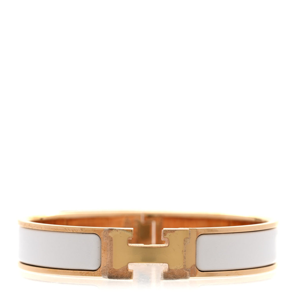Enamel Narrow Clic Clac H Bracelet GM White