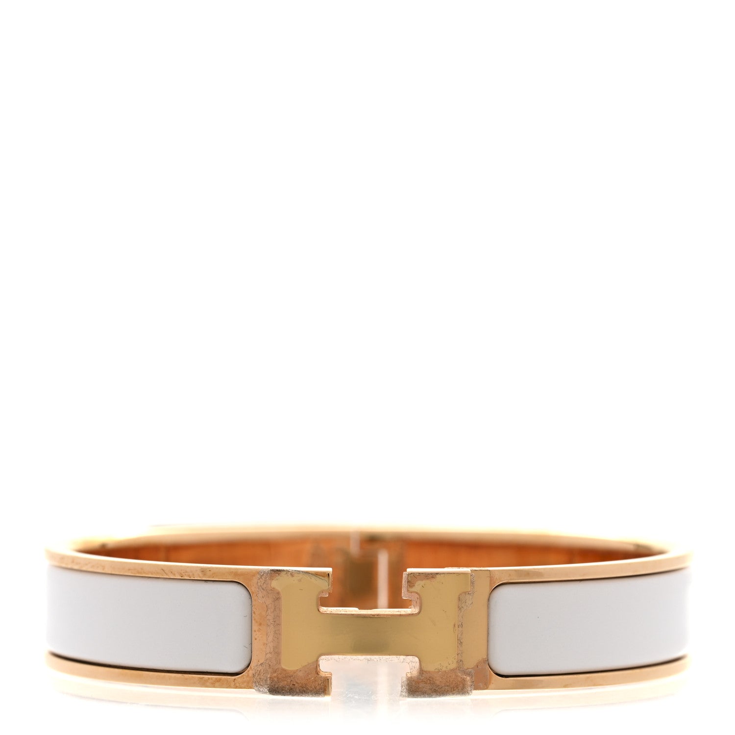 Enamel Narrow Clic Clac H Bracelet GM White