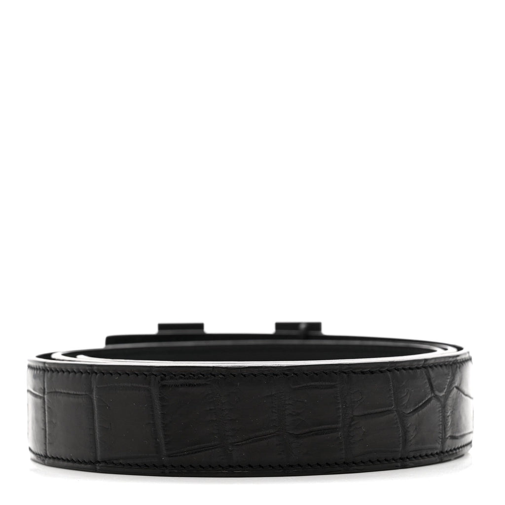 Matte Porosus Crocodile Monochrome 24mm Mini Constance H Belt 105 42 Black