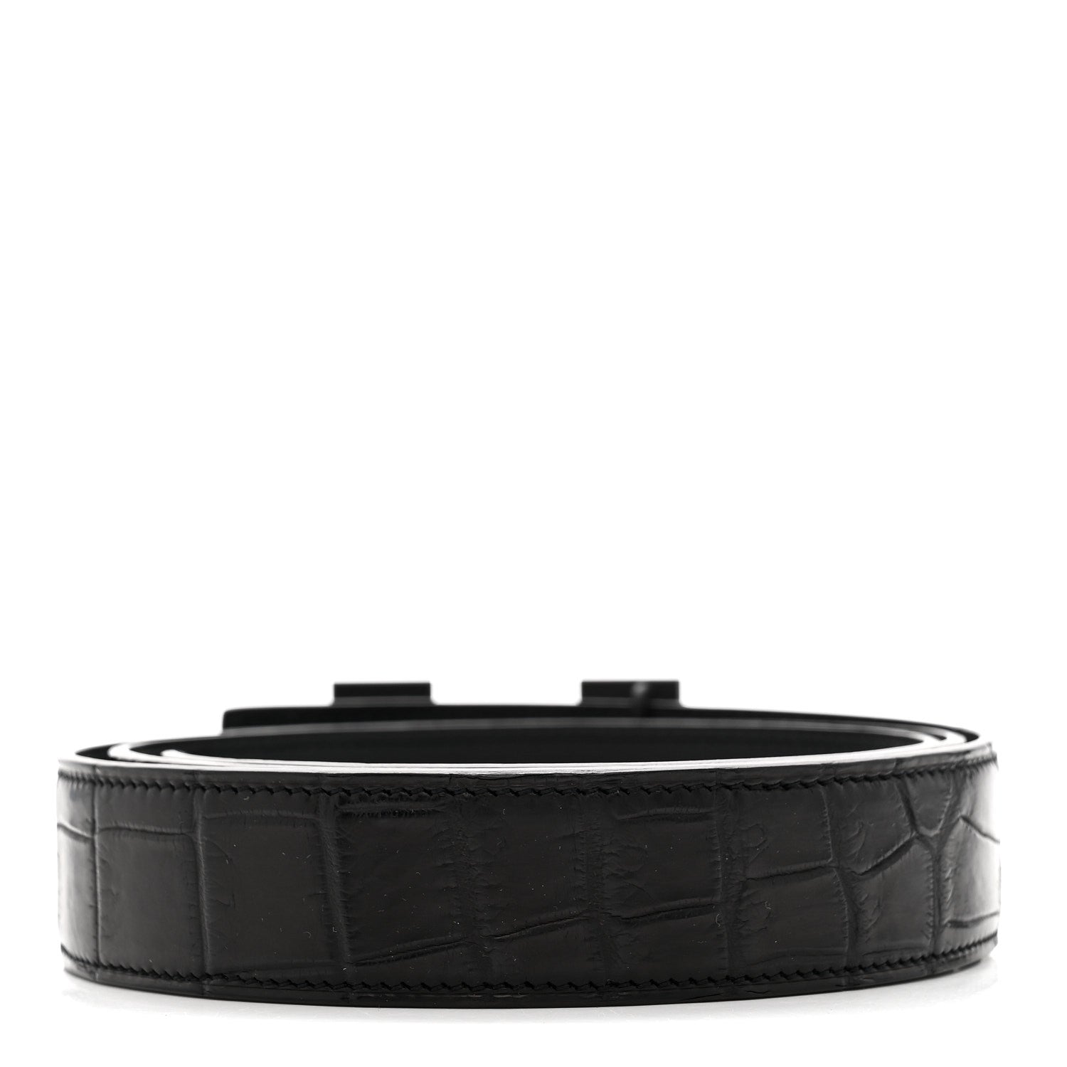 Matte Porosus Crocodile Monochrome 24mm Mini Constance H Belt 105 42 Black