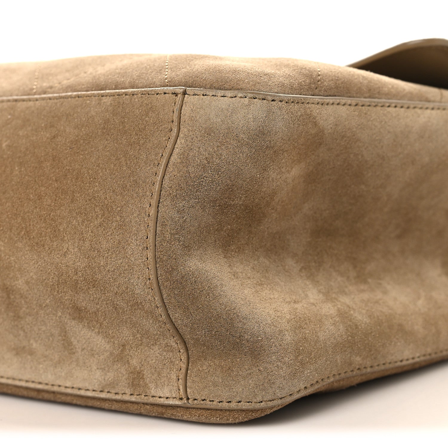 Suede Calfskin Souplissimo Maxi Flap Dark Beige