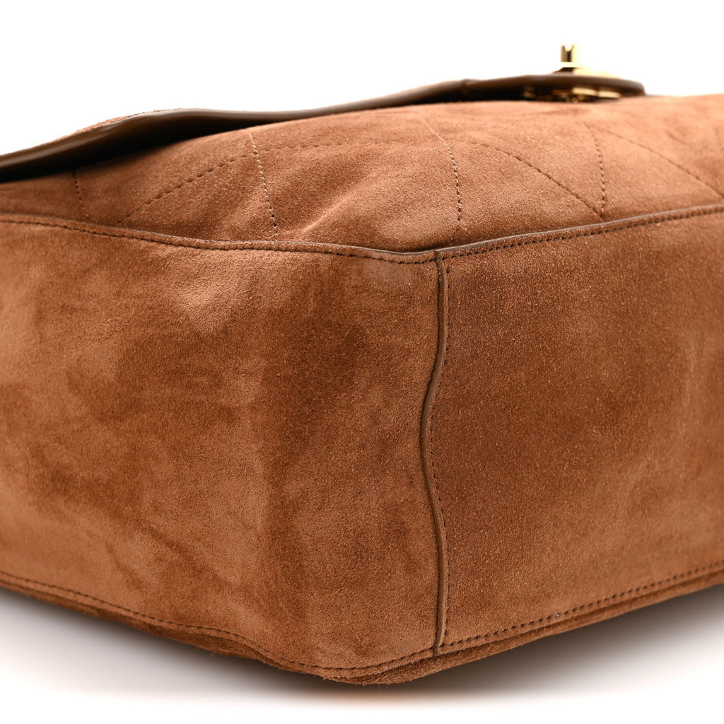 Suede Calfskin Souplissimo Maxi Flap Camel