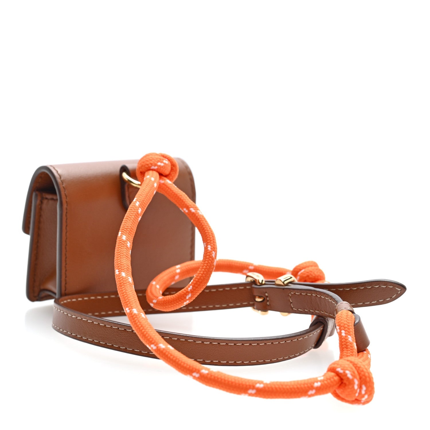 Nappa Flap Pouch Bag Charm Cognac Orange