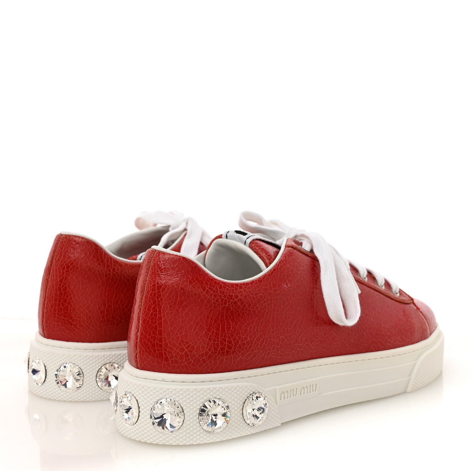 Crackled Goatskin Crystal Sneakers 39 Rosso