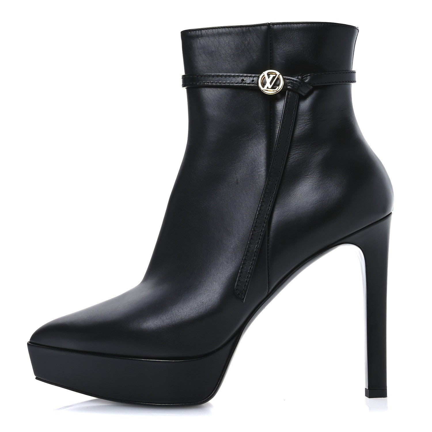 Calfskin LV Roxy Platform Ankle Boots 41 Black