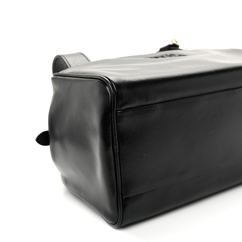 Vitello Lux Bauletto Top Handle Bag Black