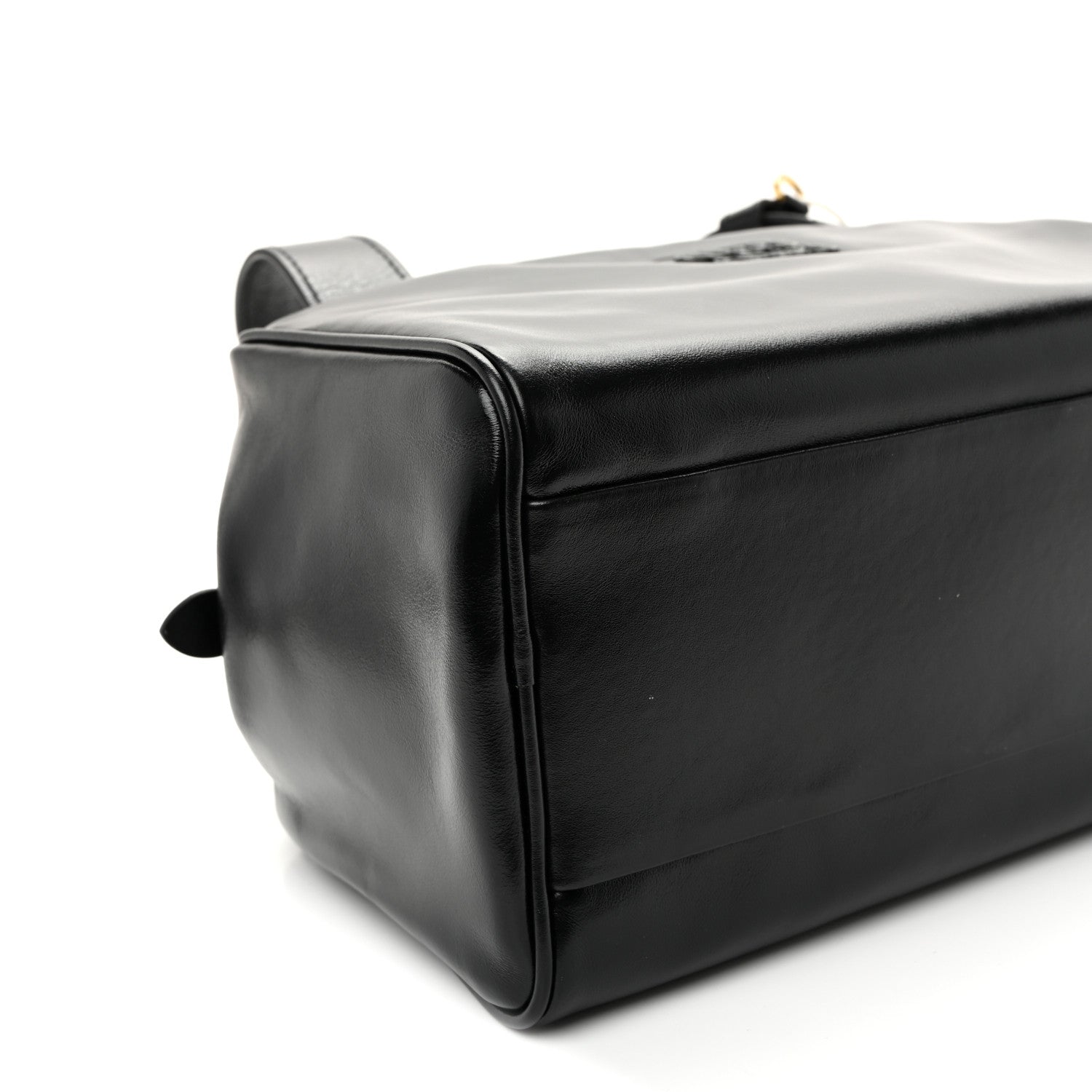 Vitello Lux Bauletto Top Handle Bag Black