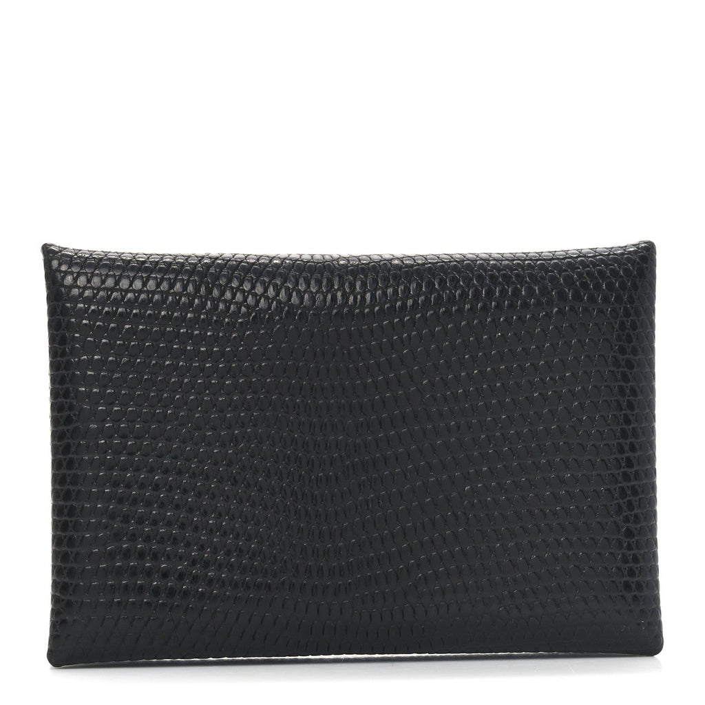Lizard Calvi Card Case Black