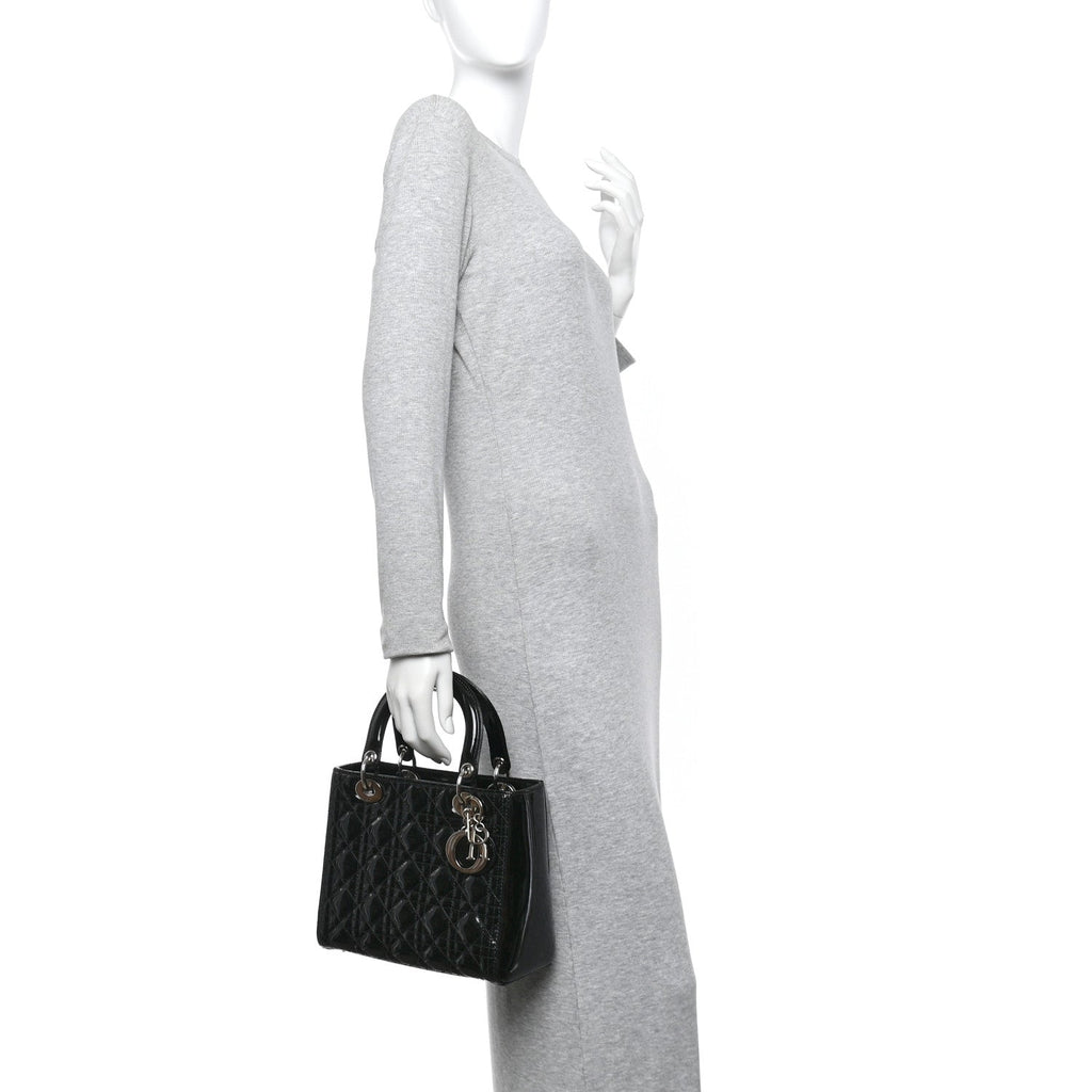 Patent Cannage Medium Lady Dior Black