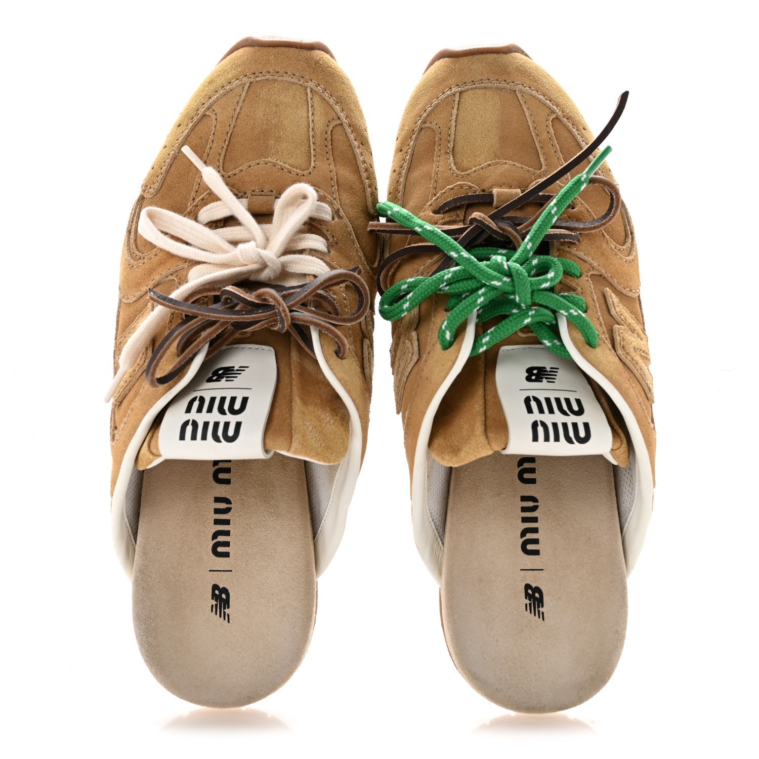 X NEW BALANCE Faded Suede Calfskin 530 SL Slip-On Mules 39 Ecru