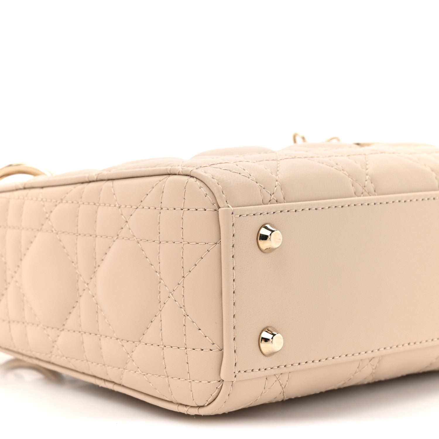 Lambskin Cannage Mini Lady Dior Powder Beige